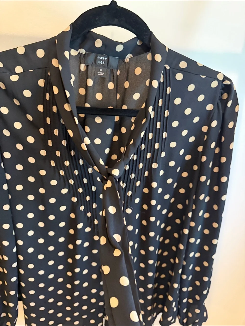 JCrew Black Polka Dot Long-Sleeve Blouse